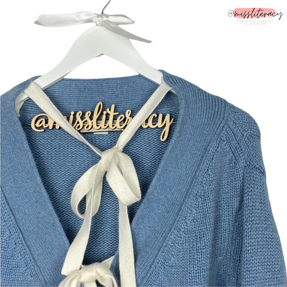 Betty Chow Cashmere Wool Angora Soft Cardigan Sweater with ribbon ties - Picture 3 of 13